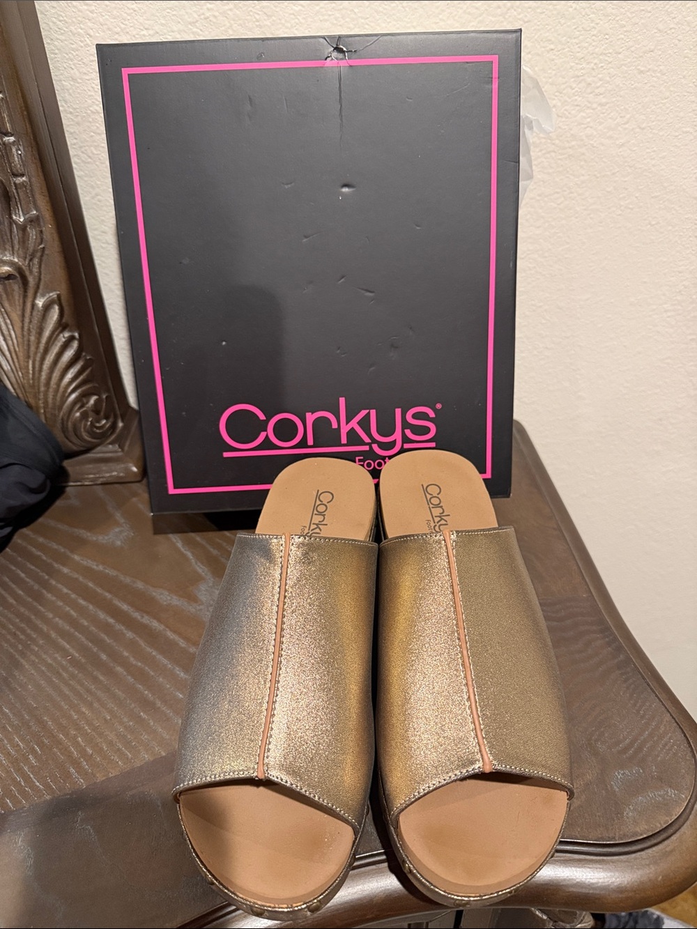 Corkys Metallic Bronze Open-Toe Mule Sandals